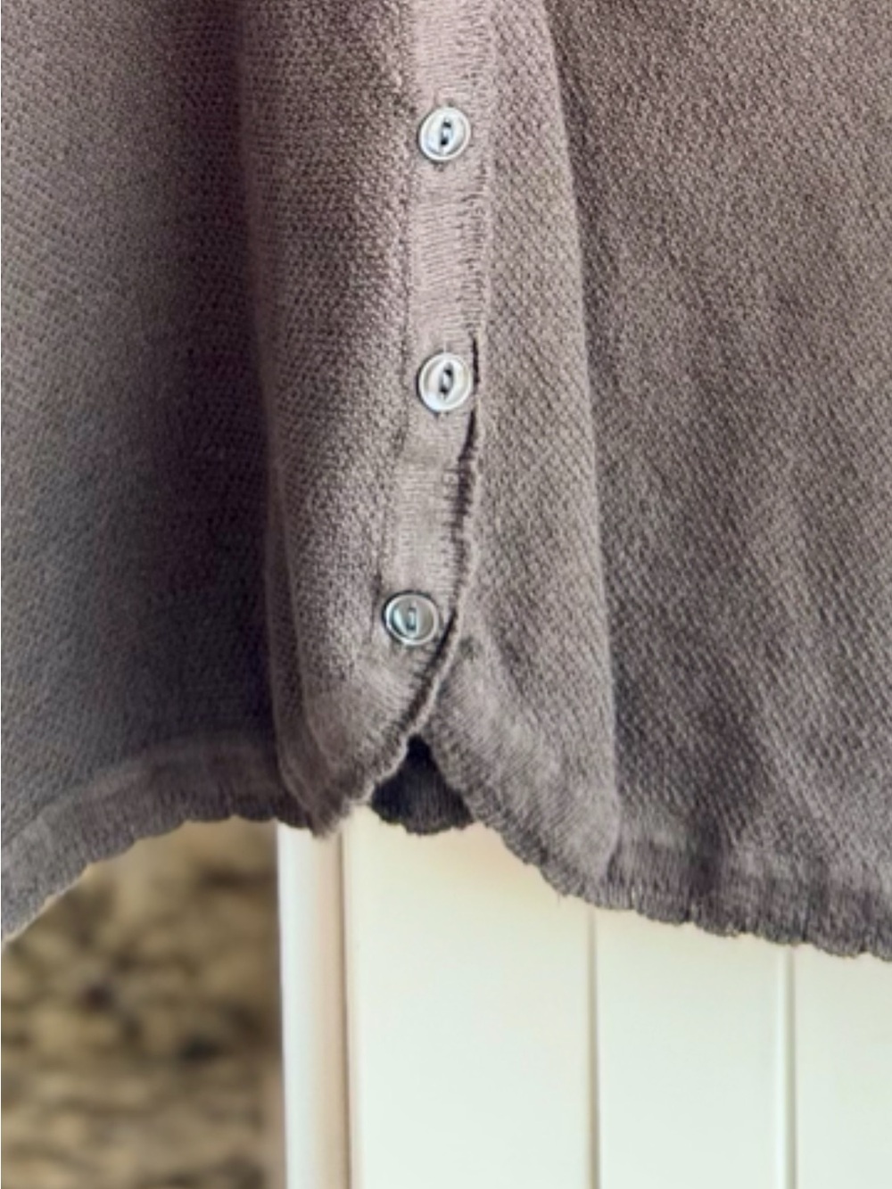 Tommy Bahama Textured Knit Cardigan Taupe Gray 3/4 Sleeve Coastal Size - Picture 6 of 10